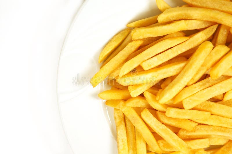 Francés papas fritas en blanco.