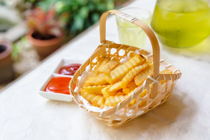 French Fries in Bamboo Basket