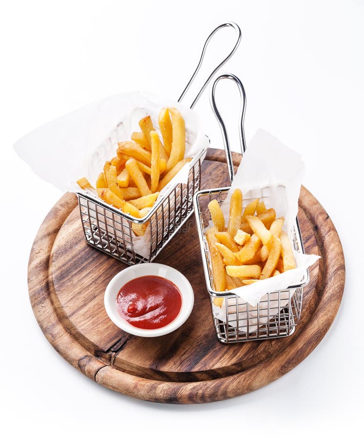 French Fries In Baskets For Serving Stock Photo Image of background