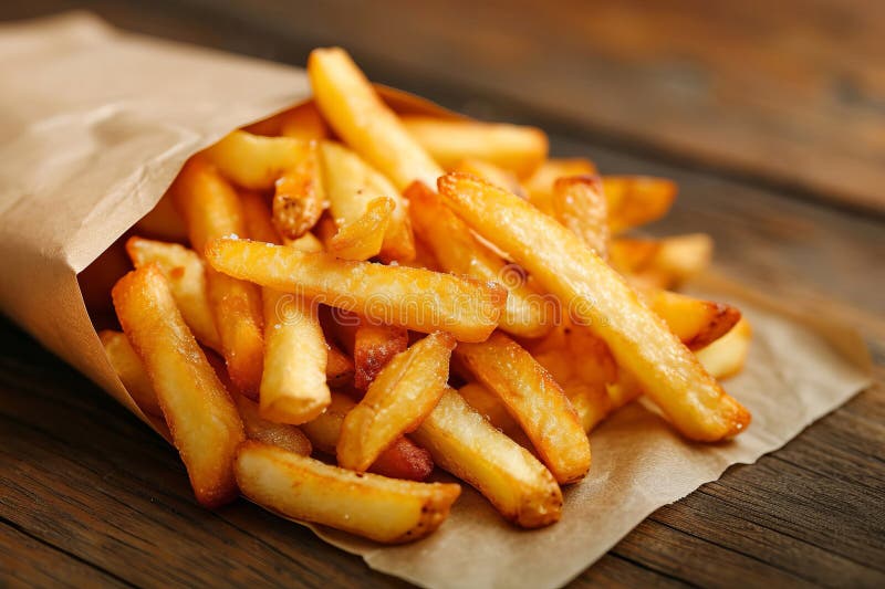 French Fries in a Fast Food Restaurant. Fast Food. AI Generated. Stock
