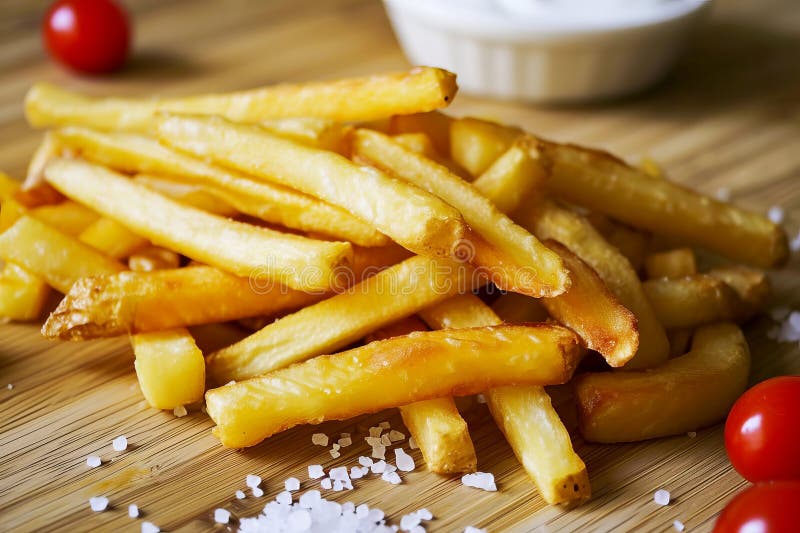French Fries in a Fast Food Restaurant. Fast Food. AI Generated. Stock
