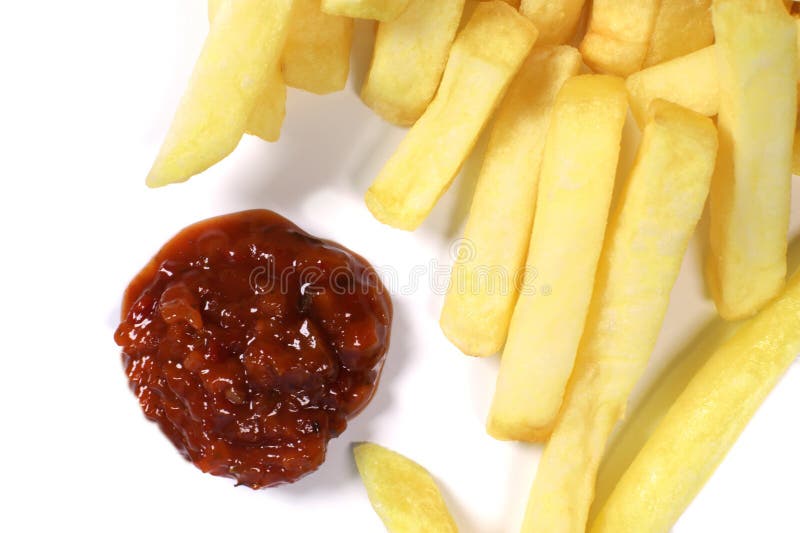 French Fries, Fried Potatoes with Tomato Sauce Stock Photo Image of