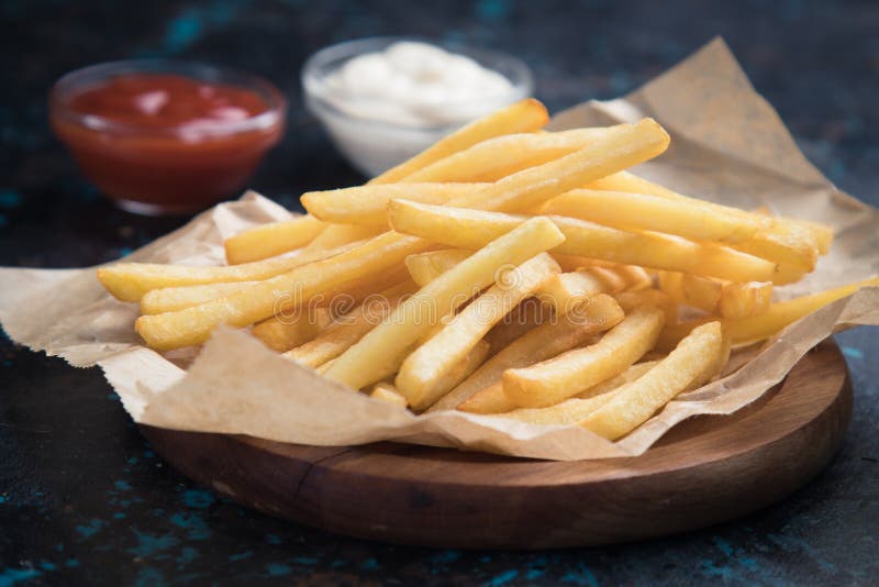 French Fries with Ketchup and Mayonnaise Stock Image Image of fries
