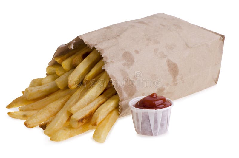 French fries in a brown kraft paper bag - Stock Photo [84856580] - PIXTA