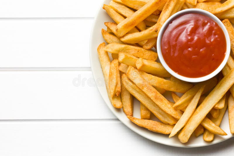 French Fries With Ketchup On Plate Stock Image Image Of Chips Food