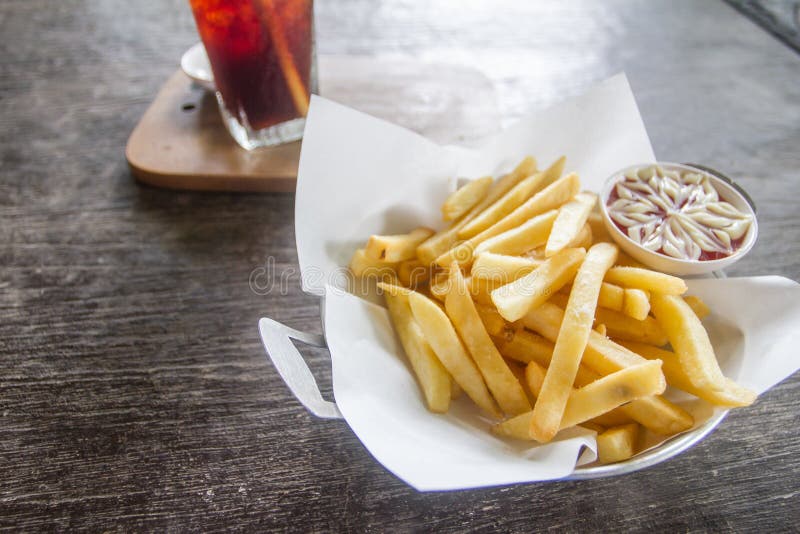French Fries and Ketchup with Hand Holding Stock Photo Image of