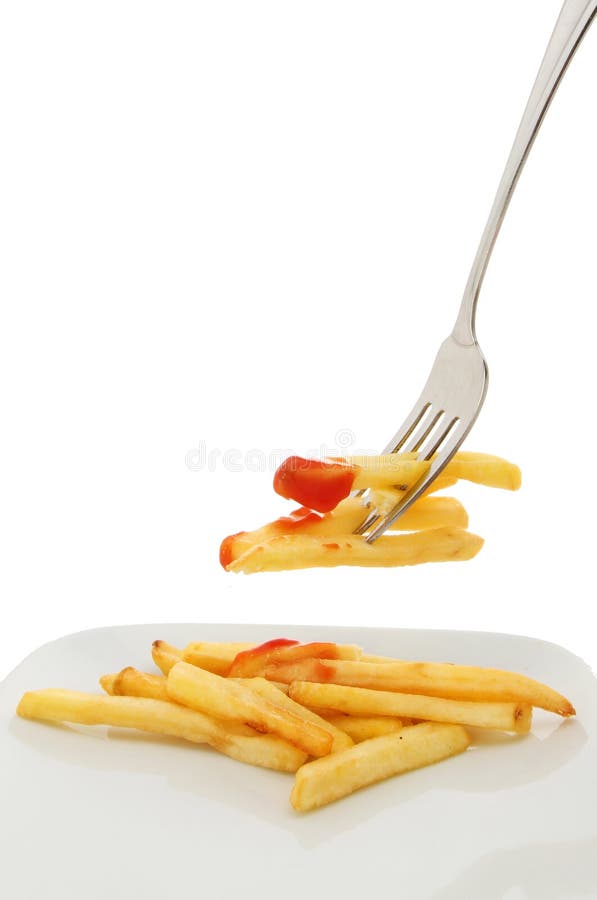 French fry on a fork stock photo. Image of fried, ingredient 23702980