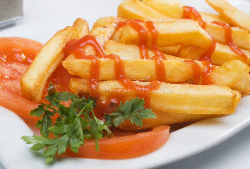 French Fries with Tomato Ketchup Stock Image Image of meal