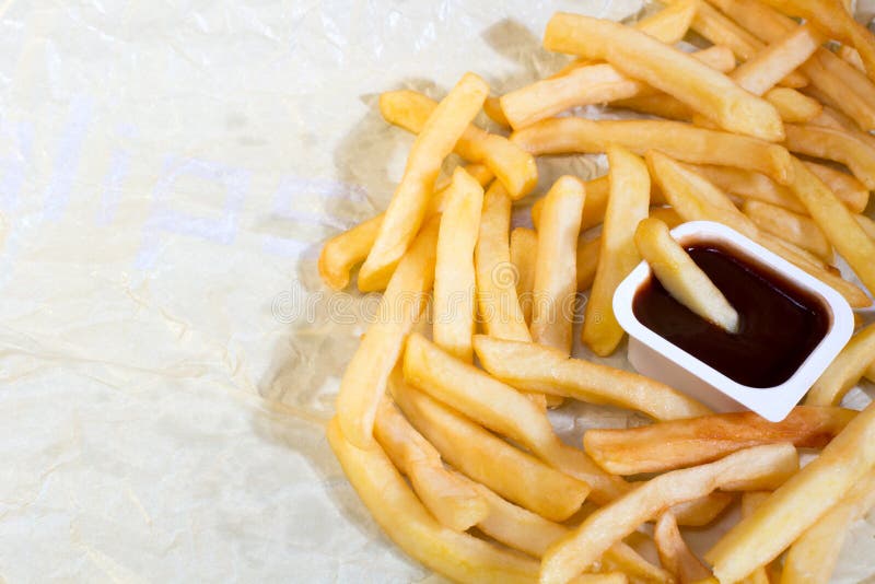 French Fries with Tomato Sauce Stock Image Image of chips, american