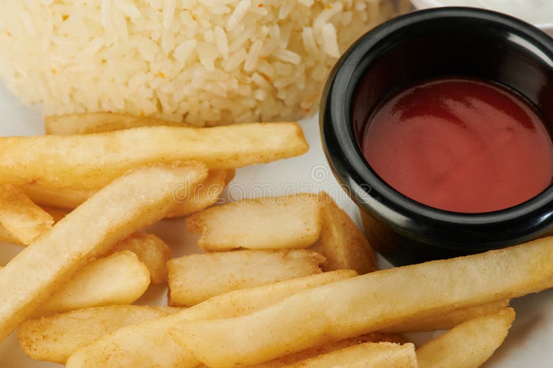 French Fries with Tomato Sauce Stock Photo Image of fastfood