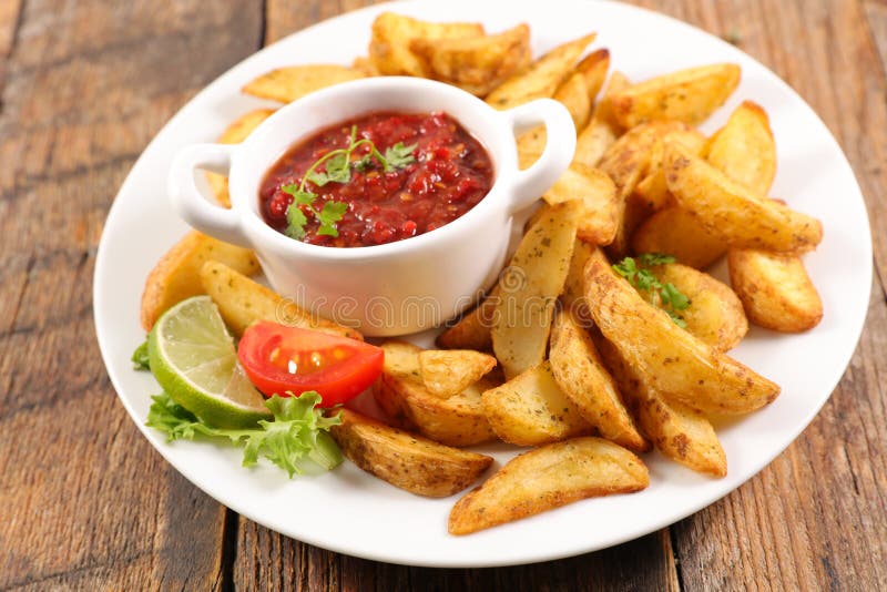 French Fries and Tomato Sauce Stock Image Image of potato, cookery