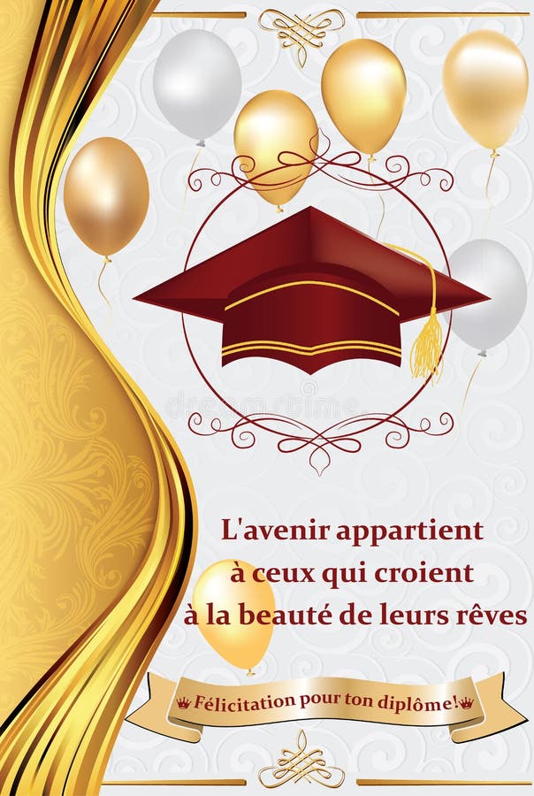 French Graduation Greeting Card, Also For Print Stock 