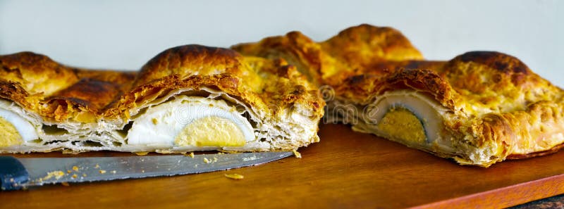 Cut egg pie royalty free stock images