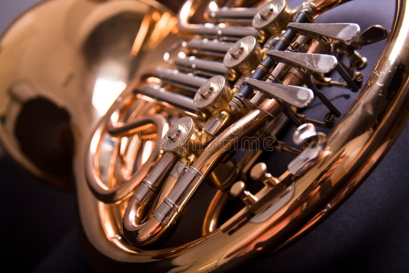 French Horn on Black Background Stock Photo Image of horizontal