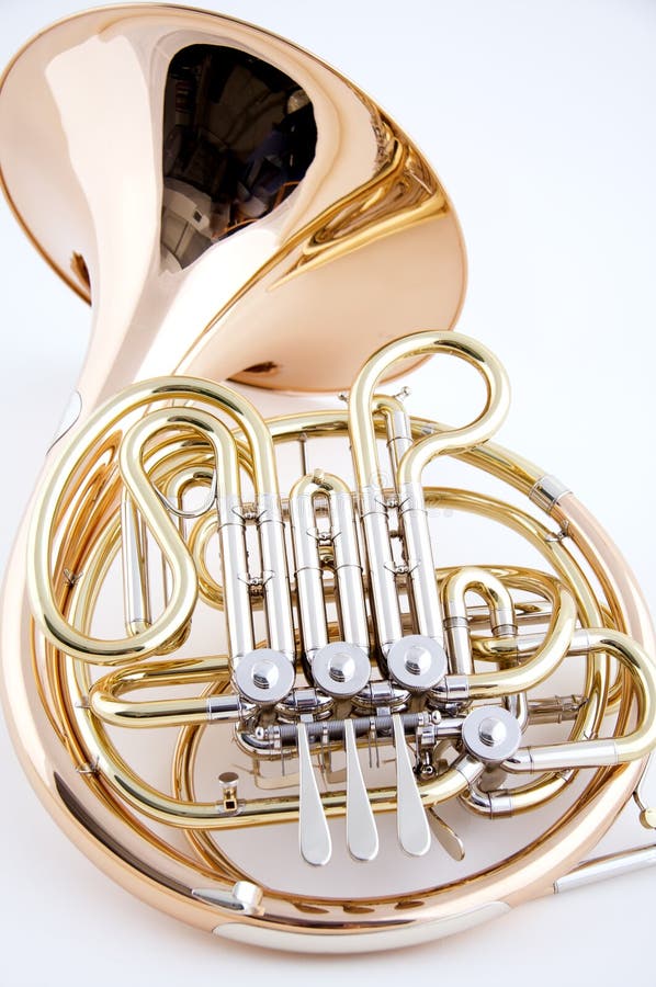 French horn on white stock image. Image of orchestra 19931801