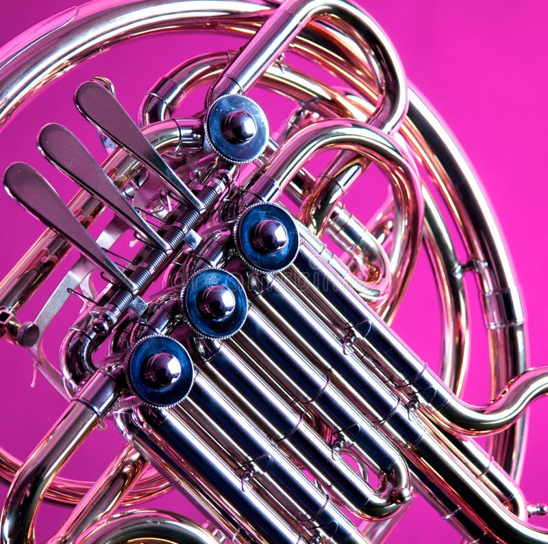 French Horn On Pink Background Stock Image Image of rotors, brass