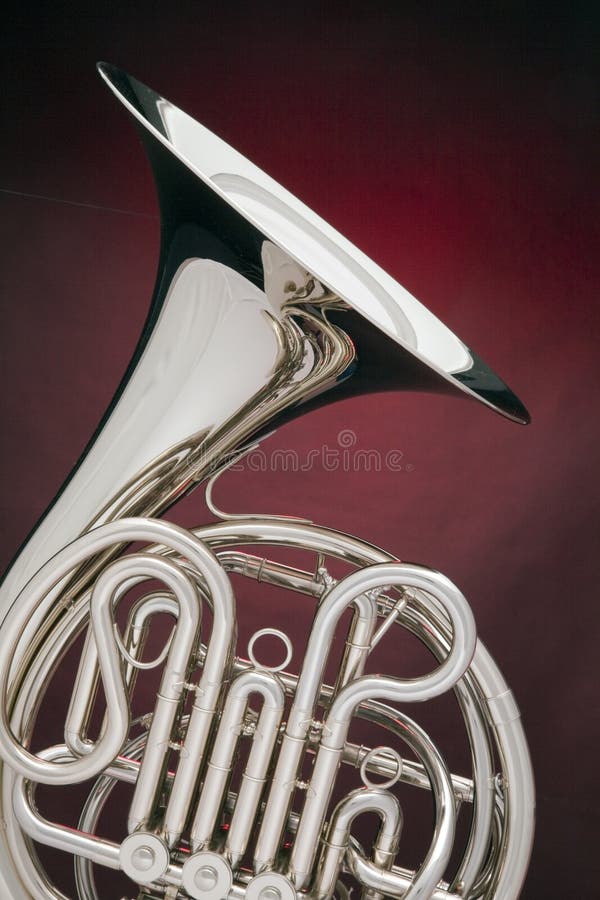 French Horn Silver Isolated On Red Stock Photo Image of instrument