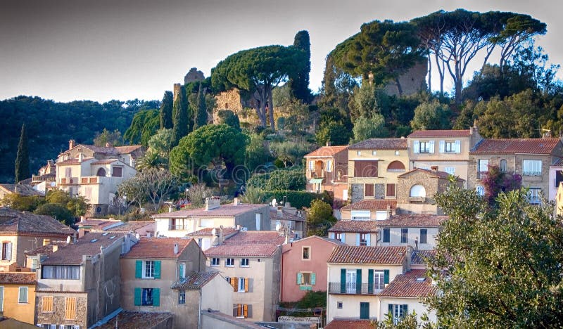 A French landscape with buildings surrounded by trees stock photo A French landscape with buildings surrounded by trees stock photo