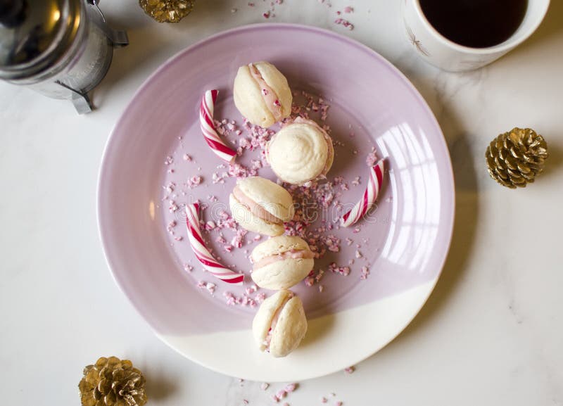 Candy Cane and White Chocolate Macarons Stock Photo Image of macarons