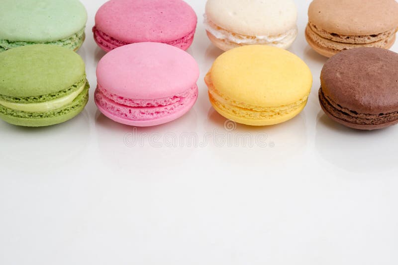 French Macaroons Cookies on White Isolated Background Stock Photo ...