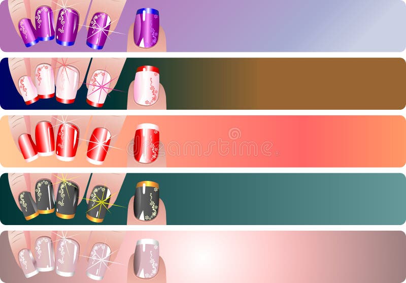 French manicure banners set