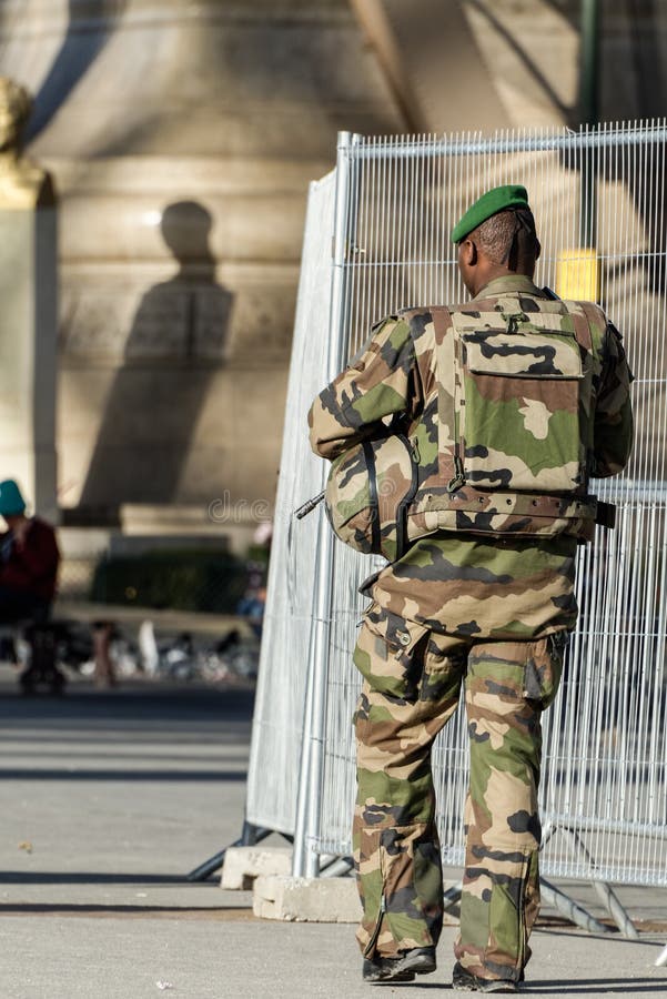 French military in a street of Paris