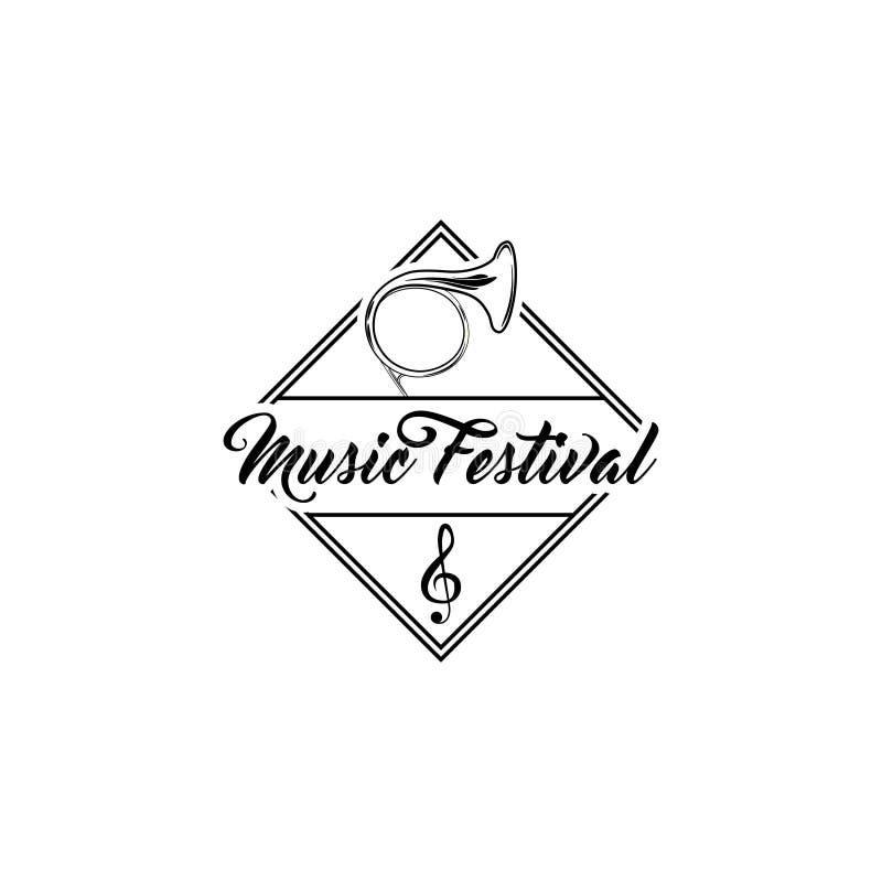 French Musical Horn. Music Festival logo label. Treble clef Tuba Icon. Vector. vector illustration French Musical Horn. Music Festival logo label. Treble clef Tuba Icon. Vector. vector illustration