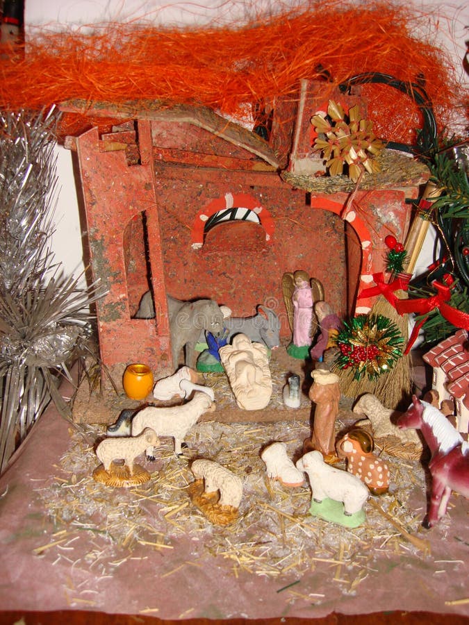 French old nativity scene stock photo. Image of night 4159088