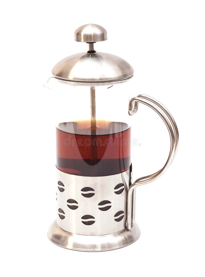 French Press Coffee or Tea Maker Isolated Stock Image Image of