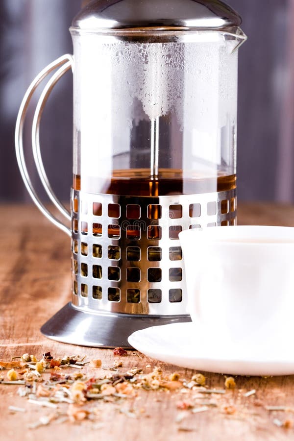 French Press with Herbal Tea Stock Image Image of plant, herbal 18012909