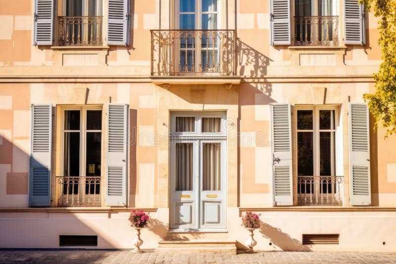 french provincial house with a symmetric facade