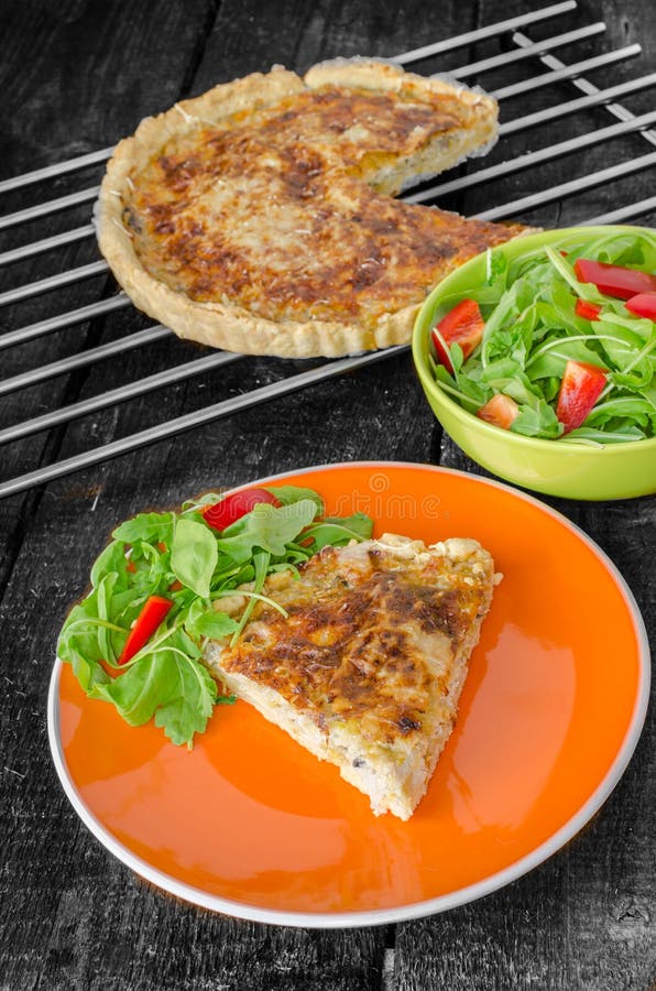 French Quiche with Cheese and Salad Stock Image Image of cake