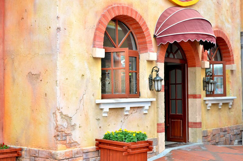 French restaurant external stock image. Image of city - 59311575