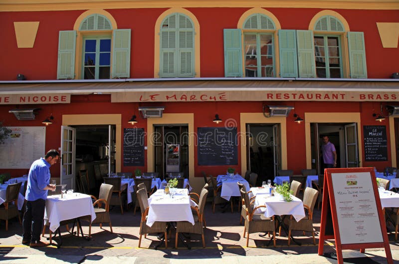 French Restaurants On The Cours Saleya, Nice, France Editorial