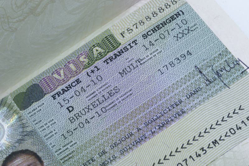 French Schengen Visa Close Up Stock Image - Image of europe, custom:  108275231