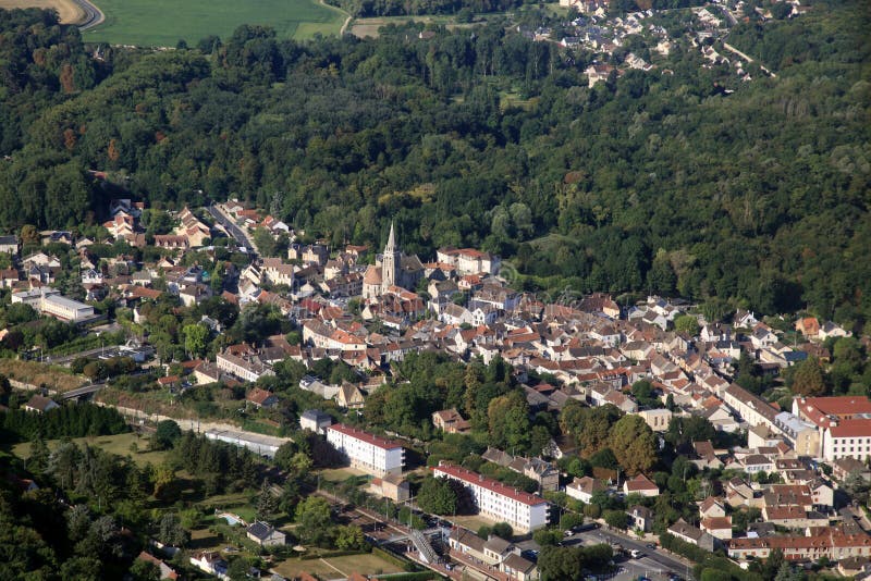 French small town aerial view