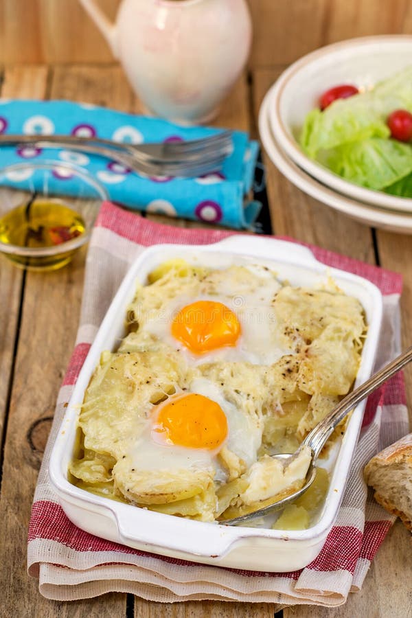 French Style Potato Gratin with Cheese and Eggs Stock Image Image of