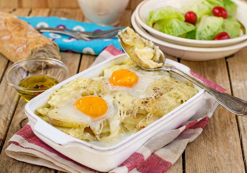 French Style Potato Gratin with Cheese and Eggs Stock Image Image of