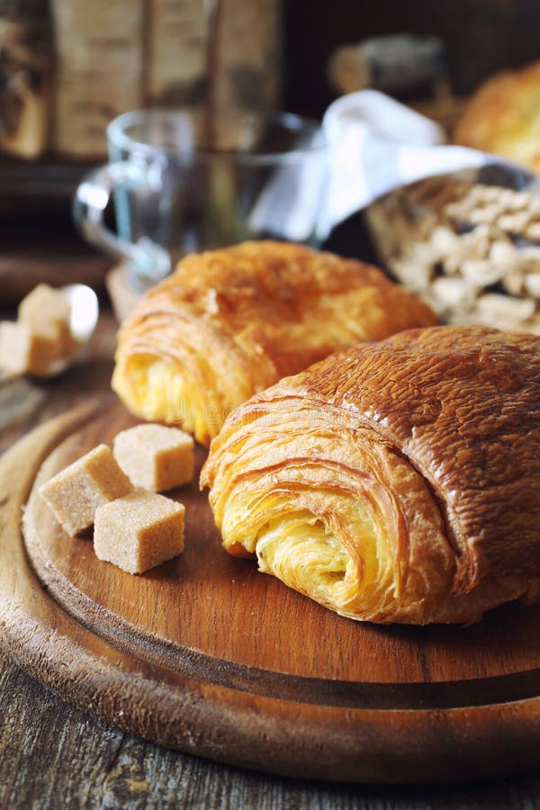 French Sweet Puff Pastry Bun for Breakfast Stock Photo Image of meal