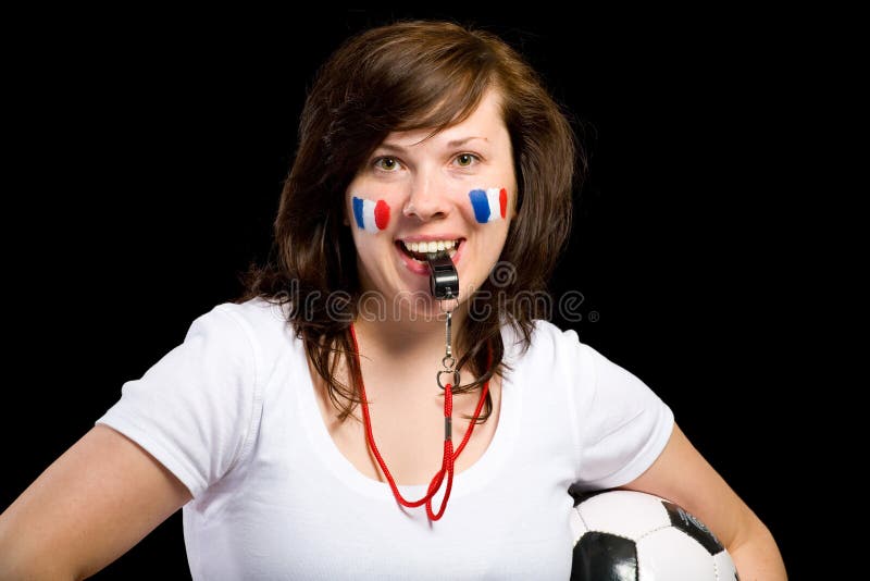 French team supporter with whistle and ball