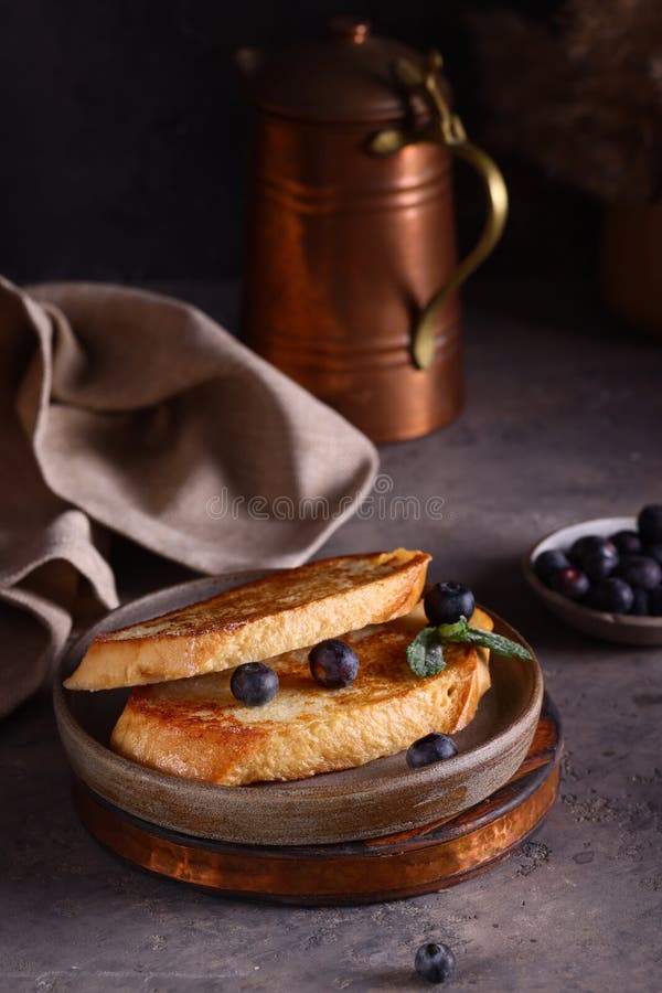 French toast with berries royalty free stock image
