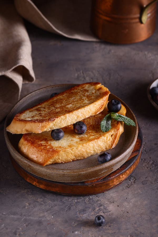 French toast with berries royalty free stock photos
