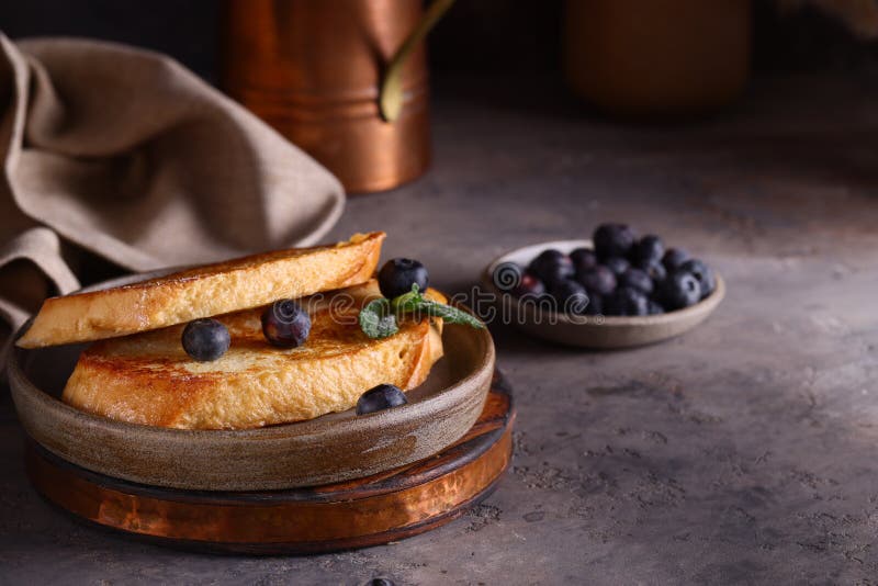 French toast with berries royalty free stock image