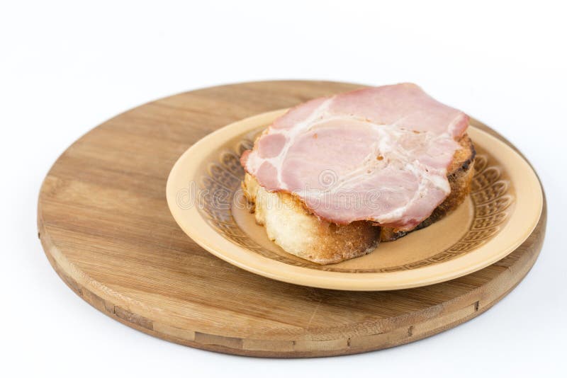 French Toast Bread on Eggs with Domestic Smoked Pork Ham Stock Image