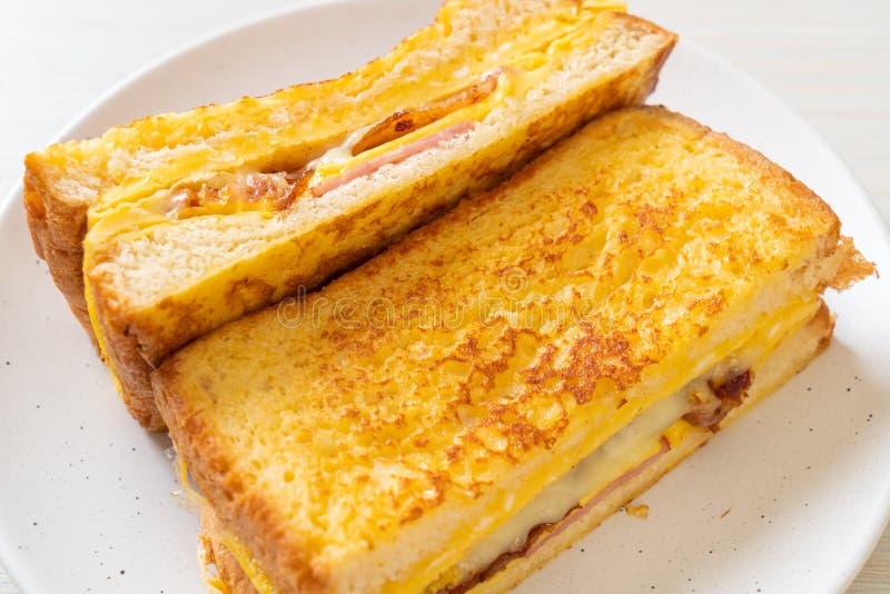 French Toast Ham Bacon Cheese Sandwich Stock Photo Image of gruyere