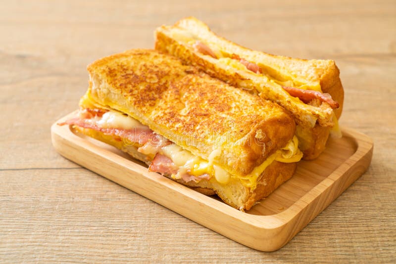 French Toast Ham Bacon Cheese Sandwich Stock Photo Image of gruyere