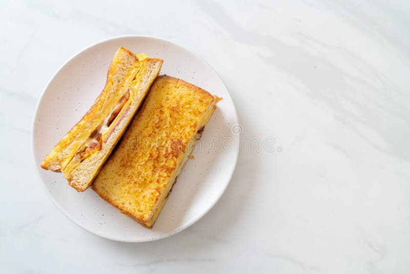 French Toast Ham Bacon Cheese Sandwich Stock Photo Image of gruyere, gastronomic 239675240