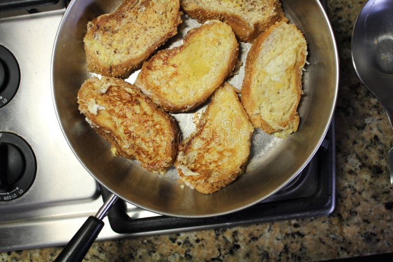French Toast in a Pan on the Stove Stock Photo Image of tasty, slices
