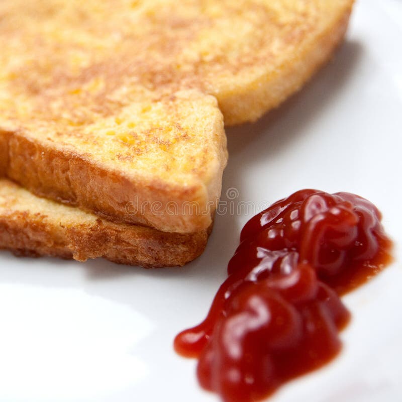 French Toast with Tomato Ketchup Stock Photo Image of delicious
