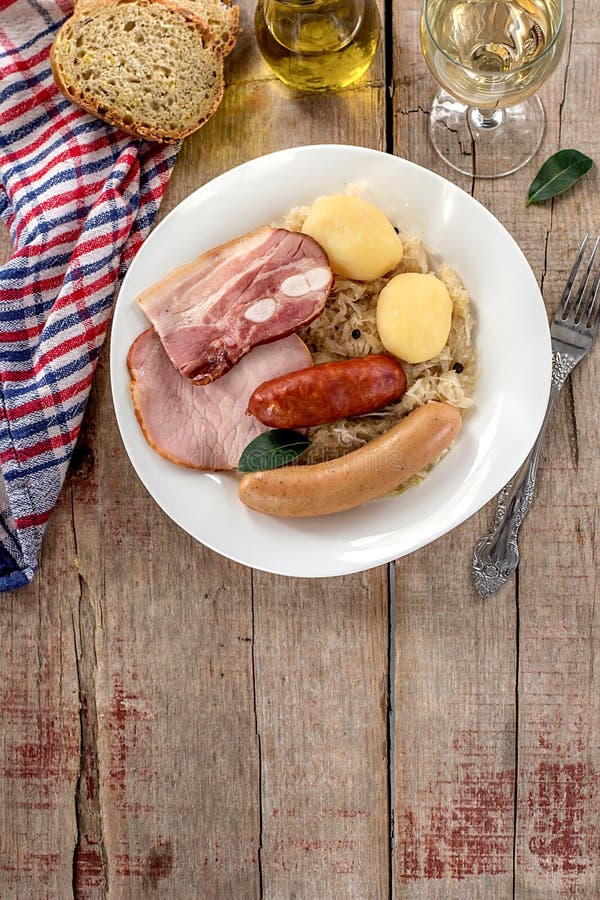 French Traditional Cabbage Meal Choucroute Stock Image - Image of white ...